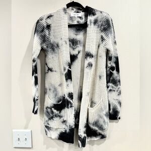 🔥NWOT John + Jen Women's Black and Cream Tie-Dye Sweater Size XS 100% Cotton 🔥